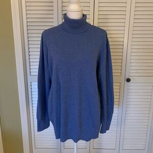 L.L.Bean Blue Cotton and Cashmere Blend Turtleneck Sweater Size XL